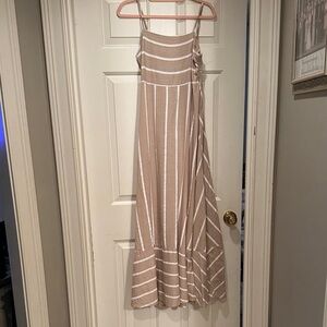 Pink Lily small Striped Tan Maxi Dress.  Great condition